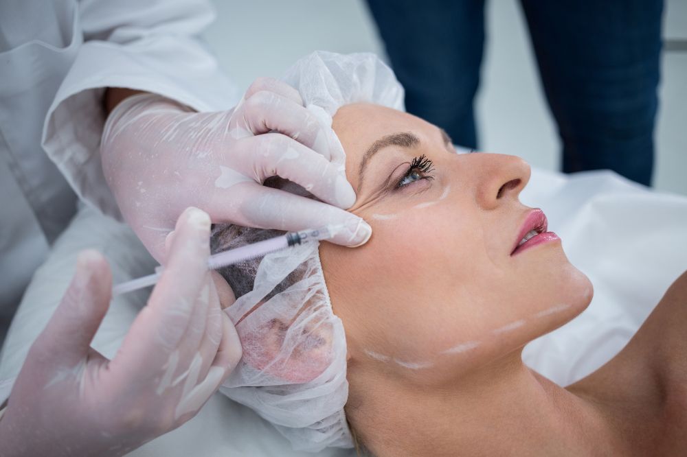 a women is getting botox