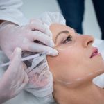 a women is getting botox